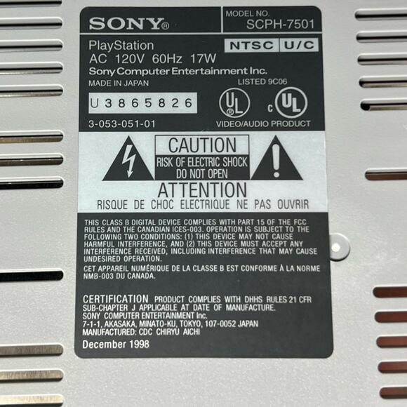 Sony PlayStation 1 SCPH-7501 Console Game System PS1 Wired Controller Bundle - Picture 8 of 9